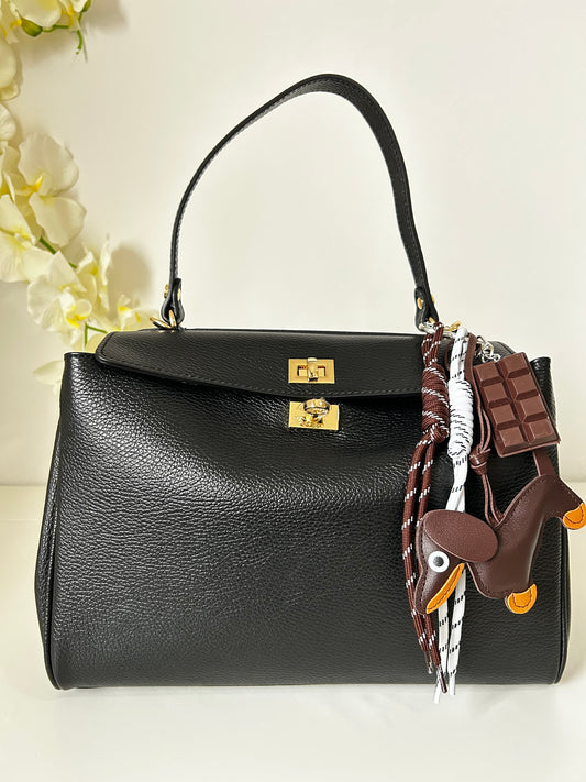 KIM IN PELLE NERA con Charm in omaggio