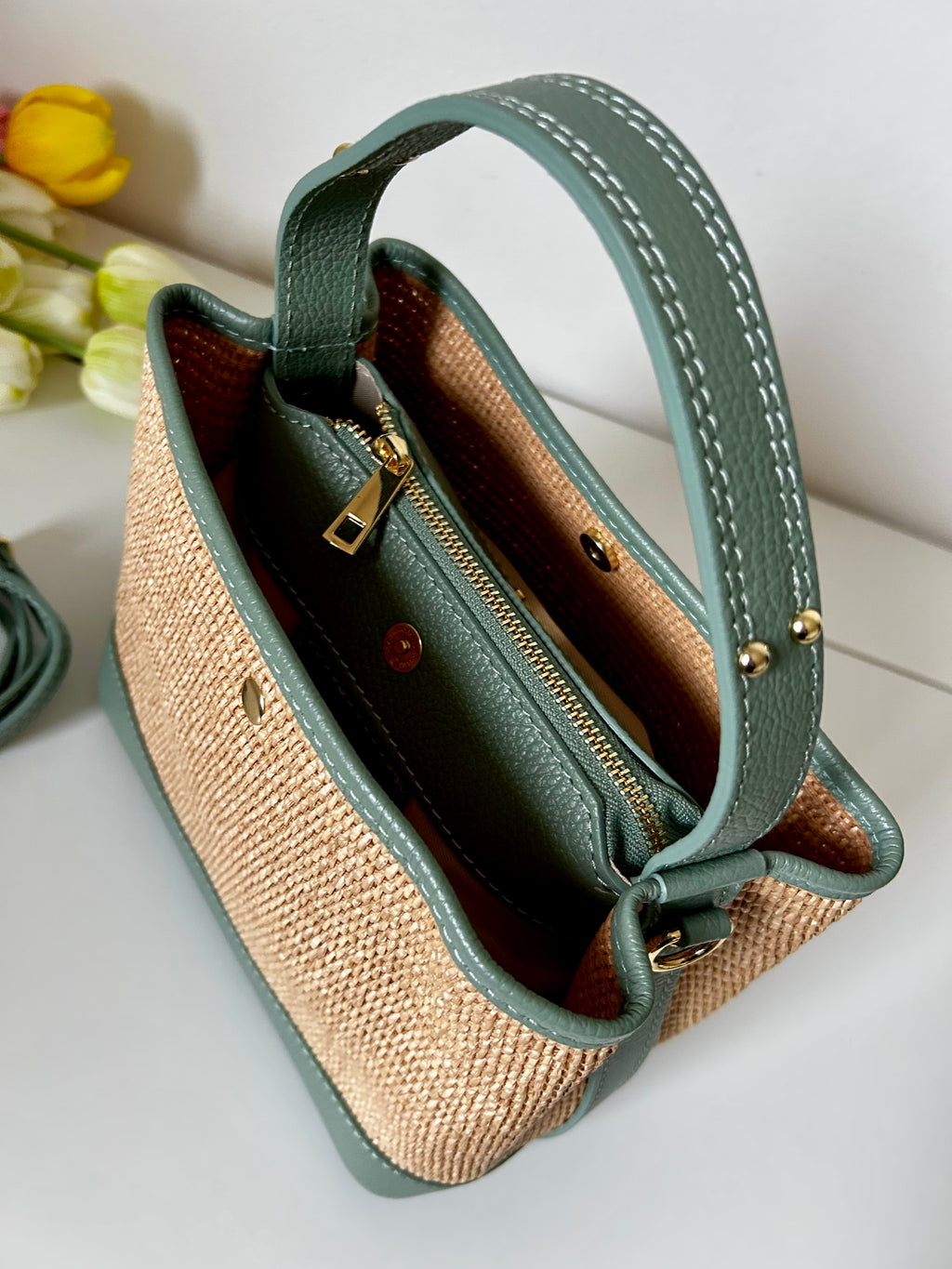 BOLSO HOPE DE PIEL Y RAFIA