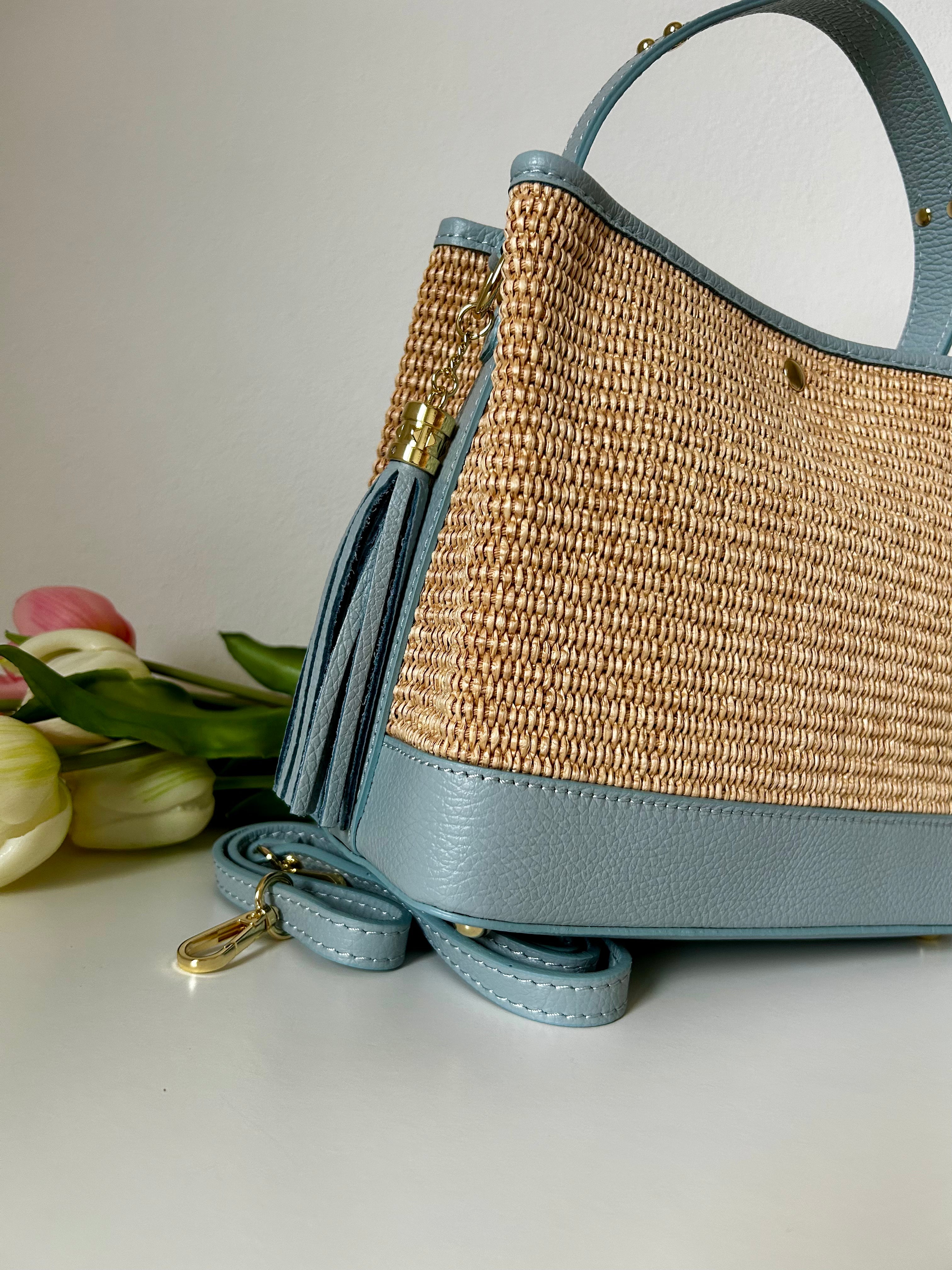 HOPE BAG IN LEATHER AND RAFFIA