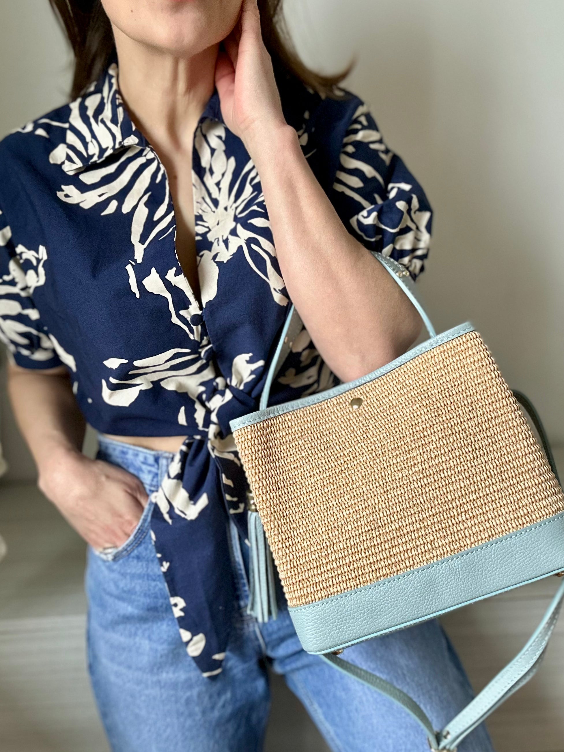 BOLSO HOPE DE PIEL Y RAFIA