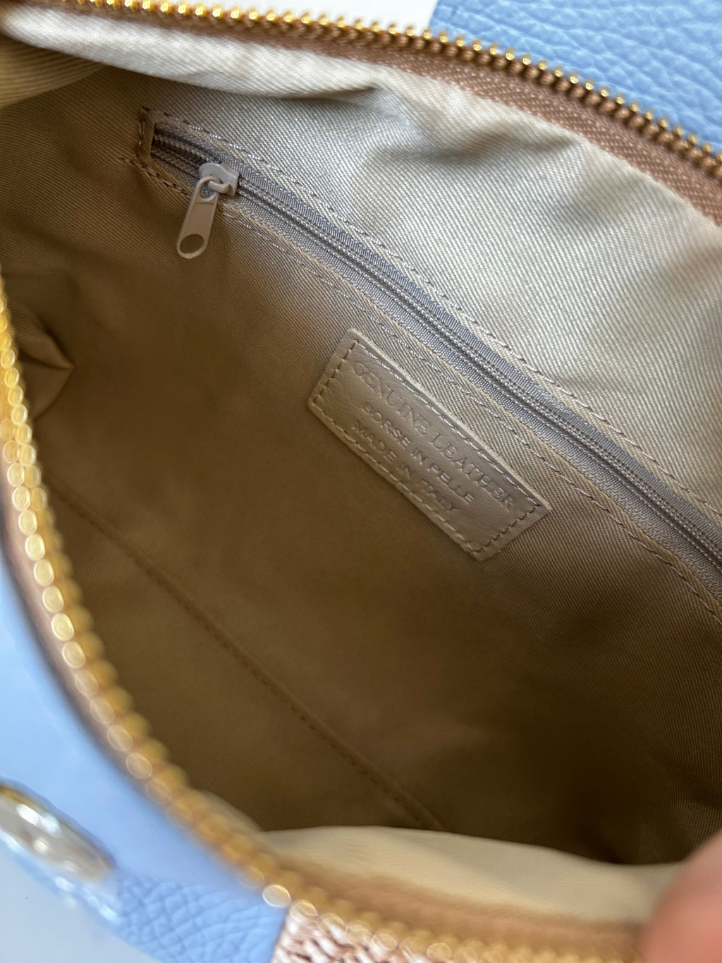 POCHETTE-vera pelle e rafia.