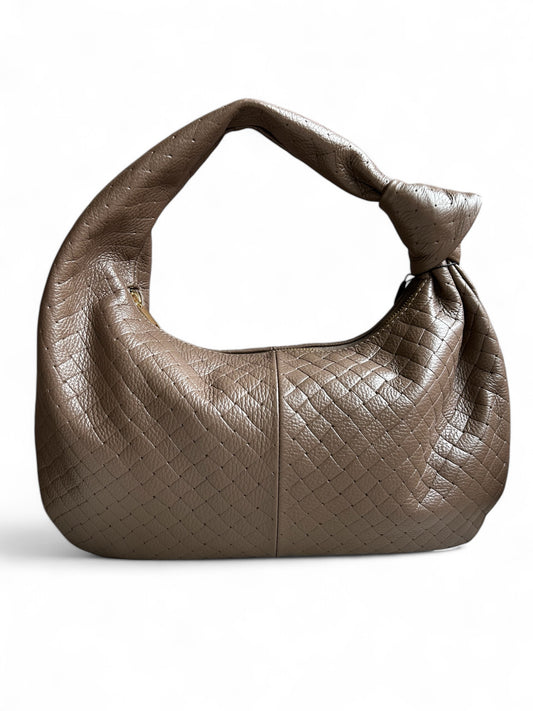 BORSA EMILY IN PELLE STAMPATA TAUPE