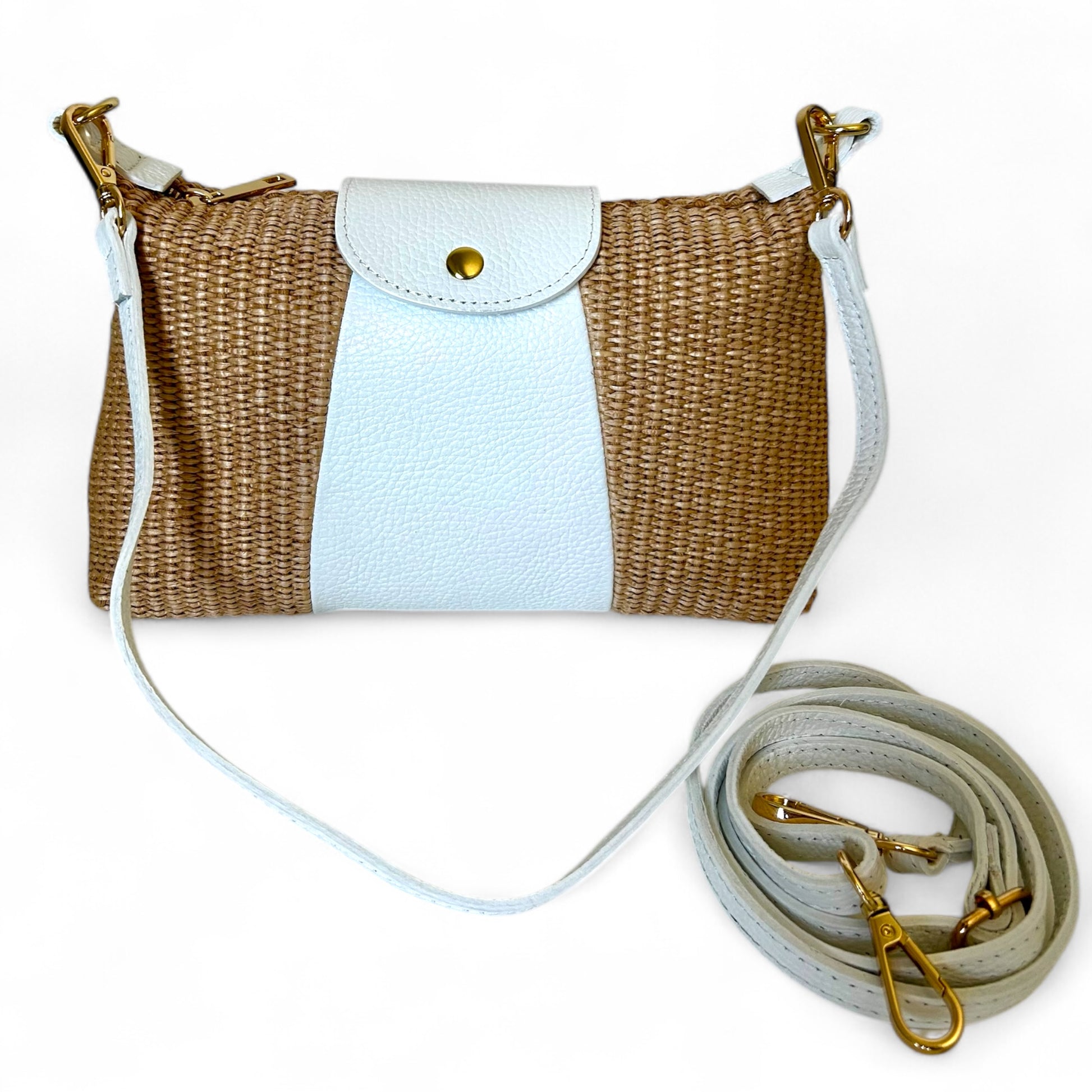 POCHETTE-vera pelle e rafia.