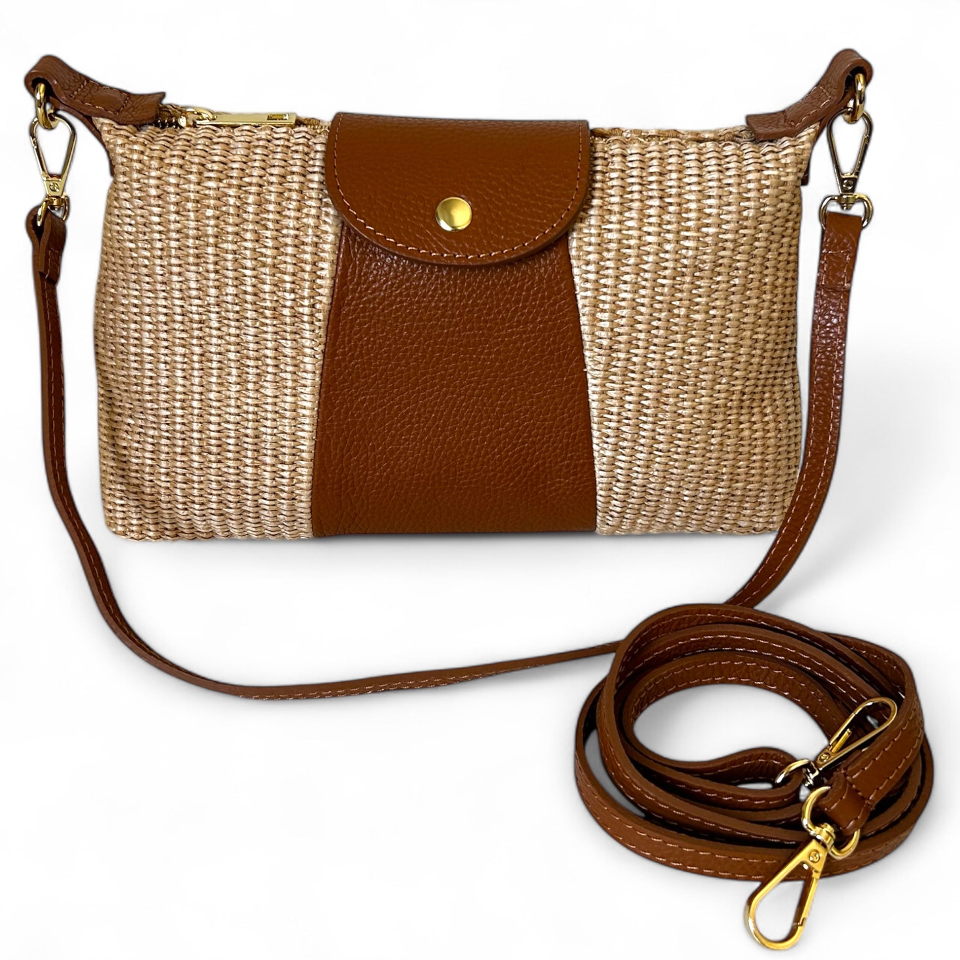 POCHETTE-vera pelle e rafia.