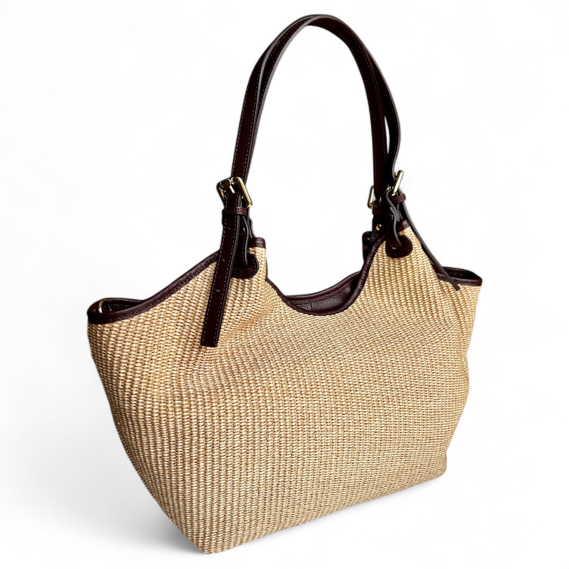 Wendy maxi-vera pelle e rafia