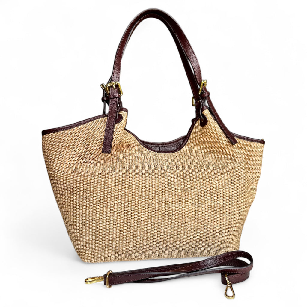 Wendy maxi-vera pelle e rafia