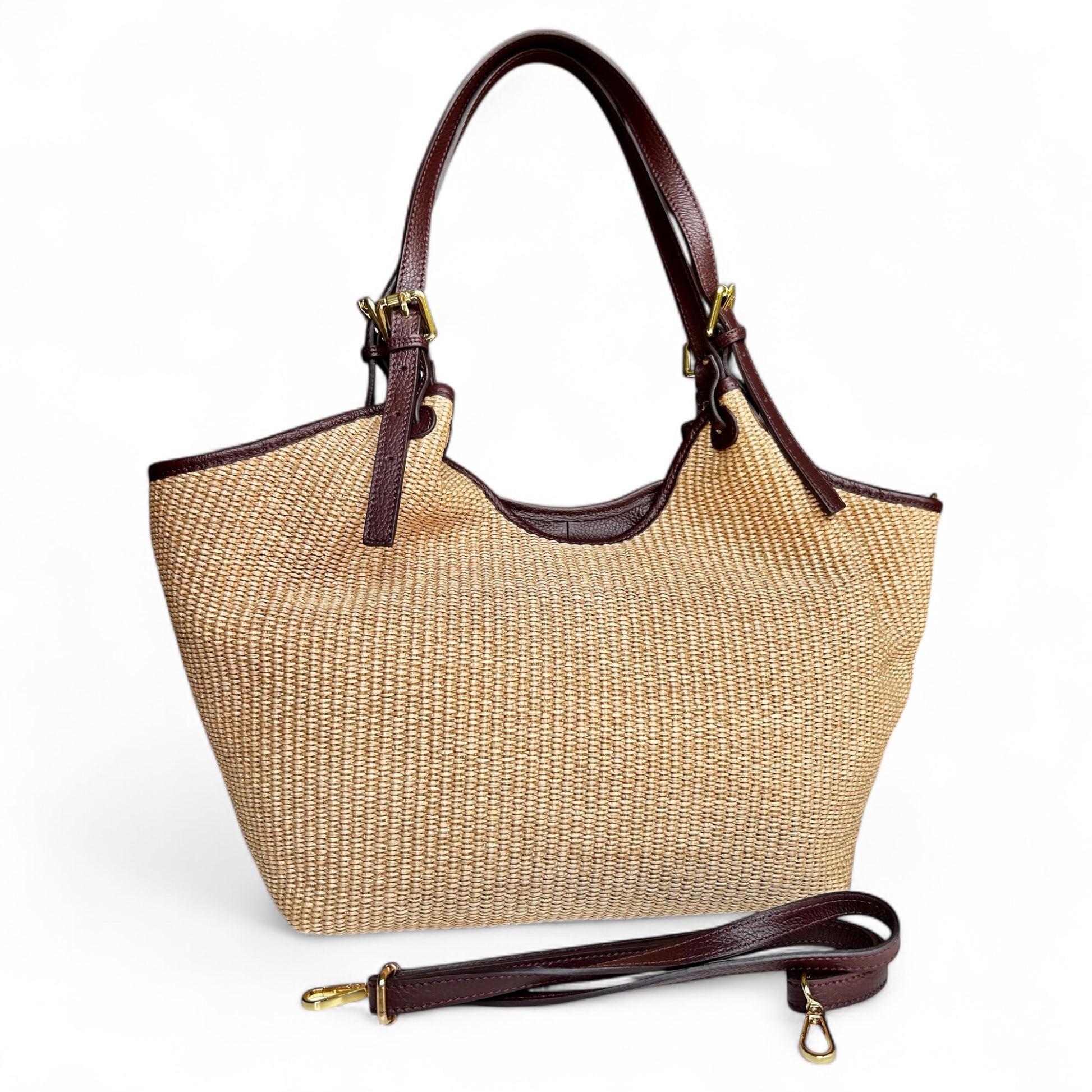 Wendy maxi-vera pelle e rafia