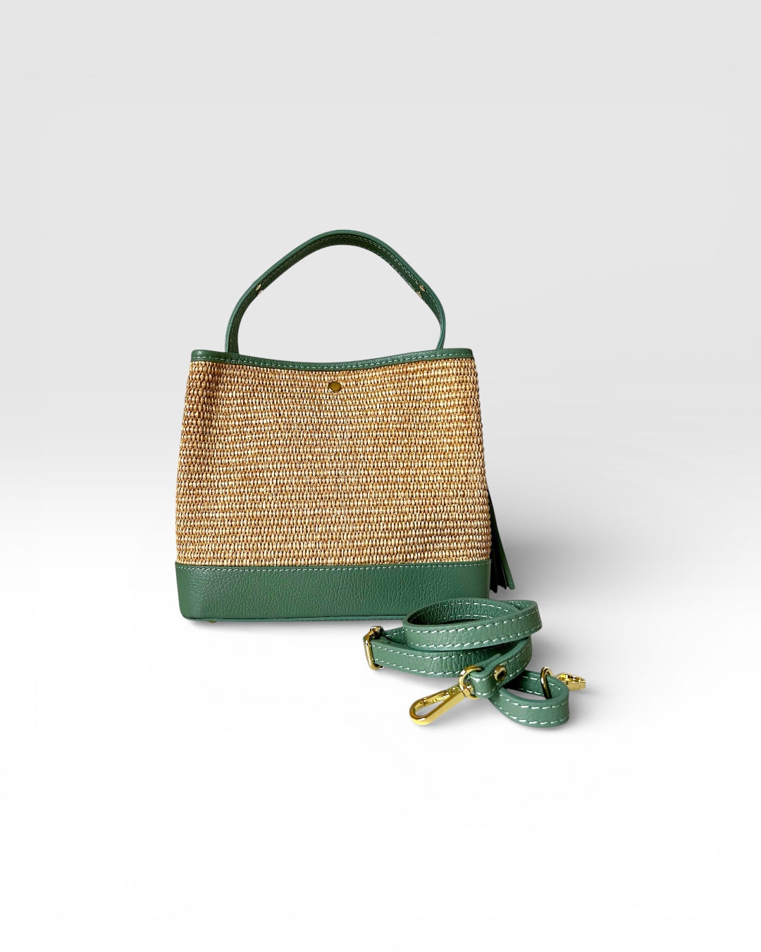 HOPE BAG IN LEATHER AND RAFFIA