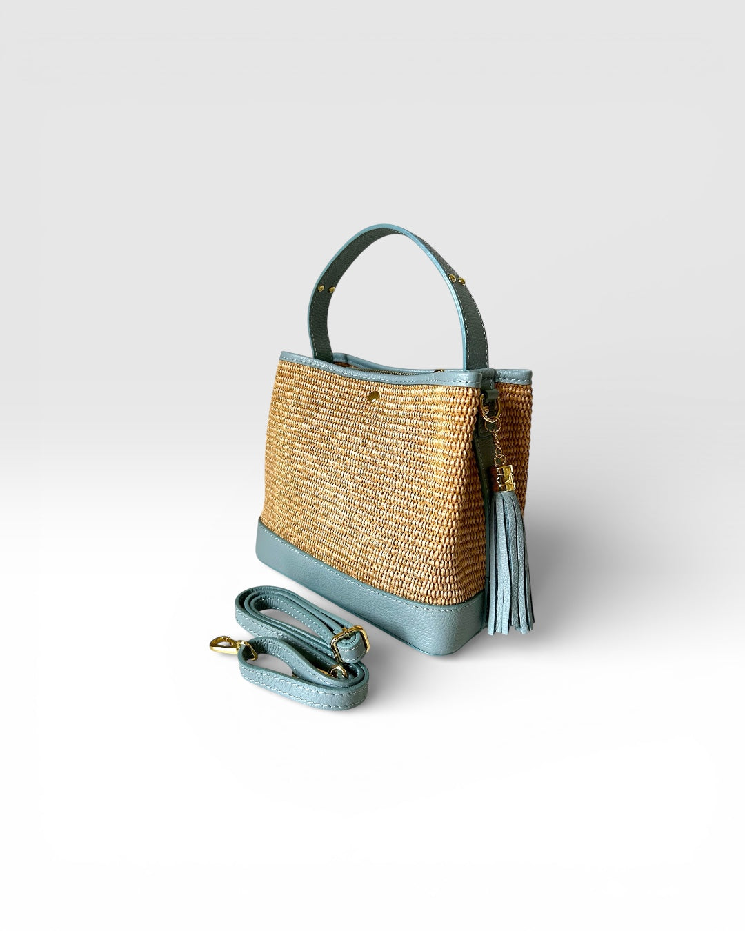 HOPE BAG IN LEATHER AND RAFFIA