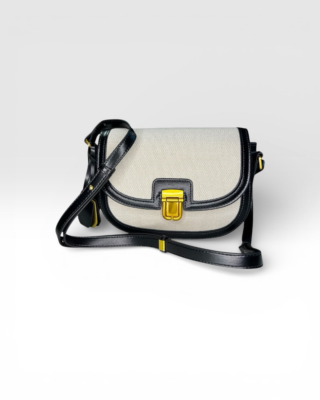 BORSA MAG IN PELLE LISCIA E CANVAS