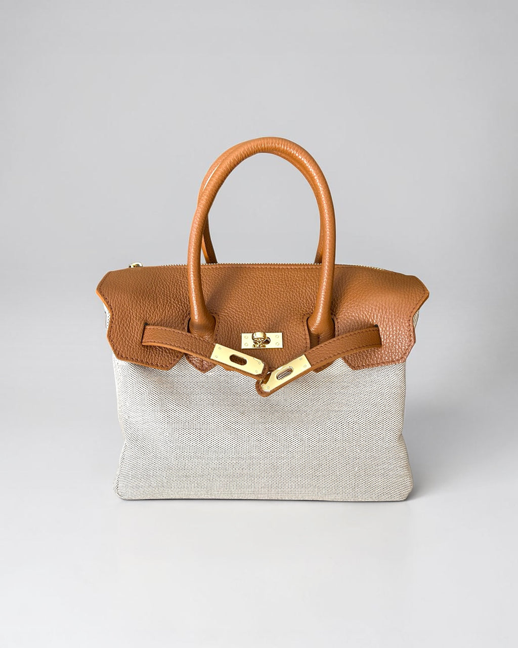 BORSA GABRIELLA MEDIUM IN PELLE E CANVAS