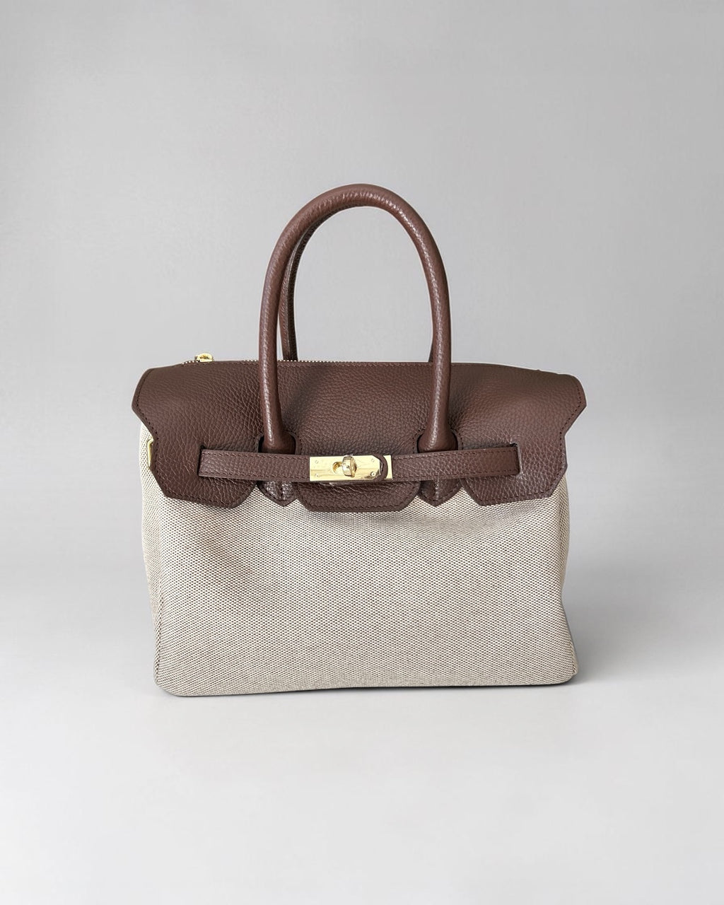 BORSA GABRIELLA MEDIUM IN PELLE E CANVAS