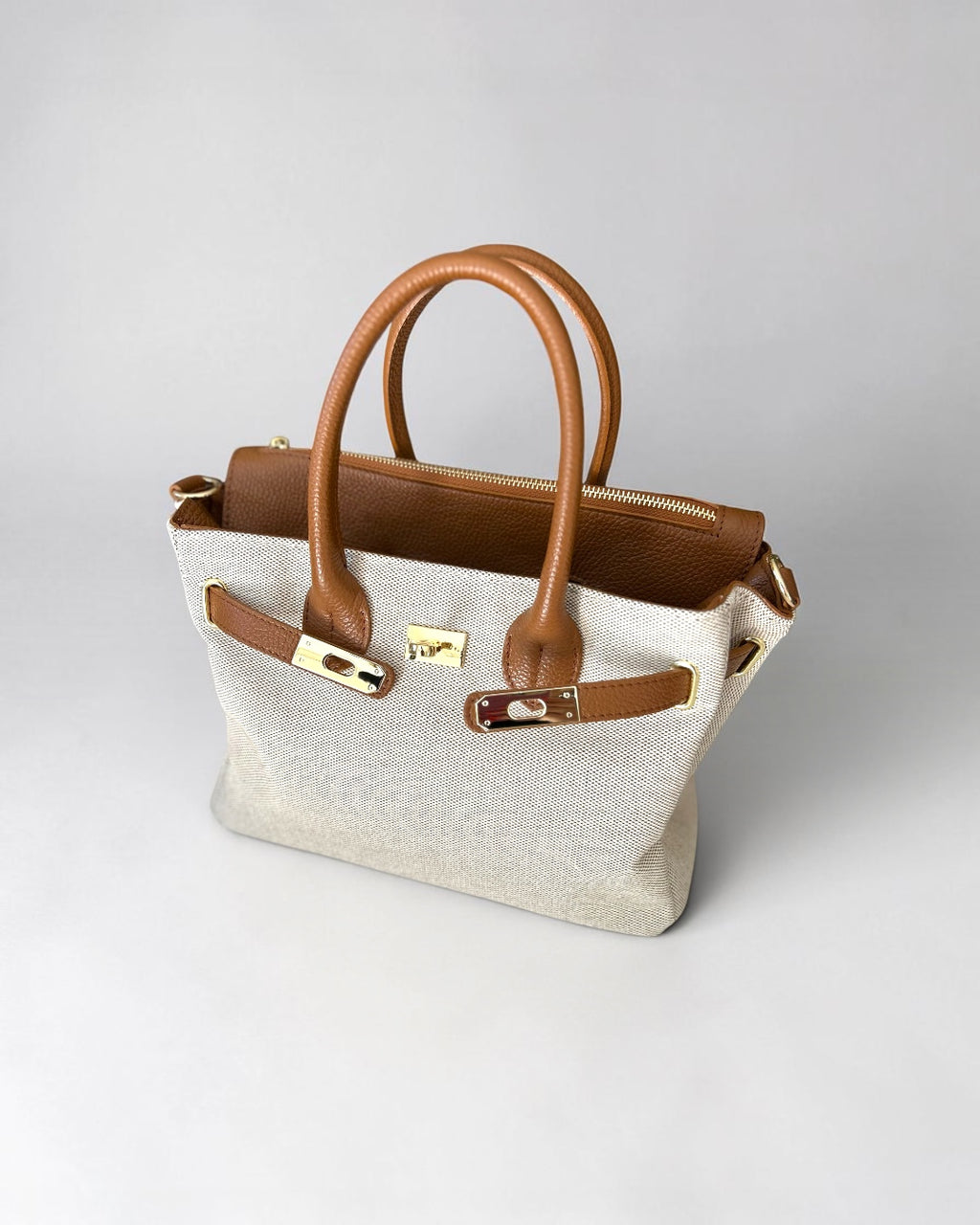 BORSA GABRIELLA MEDIUM IN PELLE E CANVAS