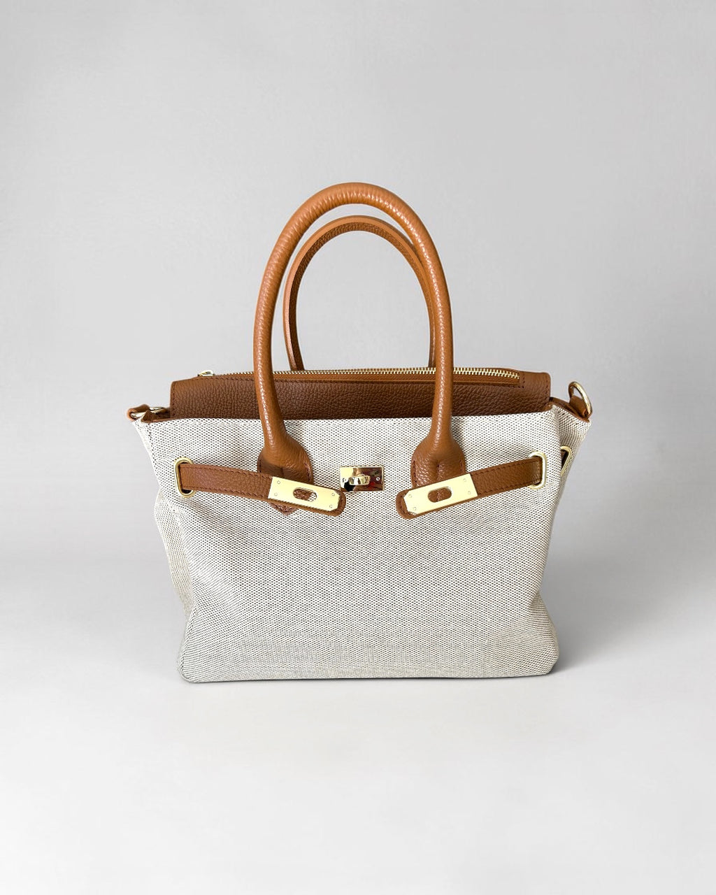 BORSA GABRIELLA MEDIUM IN PELLE E CANVAS