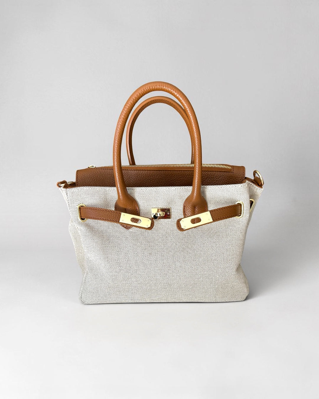 GABRIELLA MEDIUM LEATHER AND CANVAS BAG