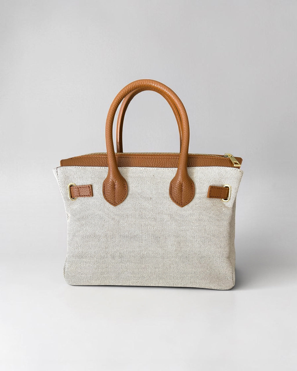 BORSA GABRIELLA MEDIUM IN PELLE E CANVAS