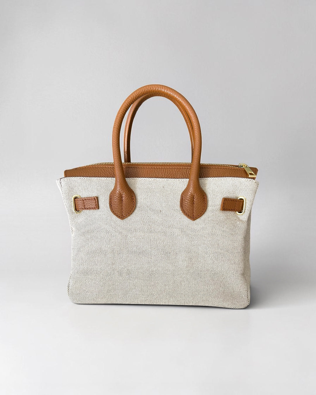 BORSA GABRIELLA MEDIUM IN PELLE E CANVAS