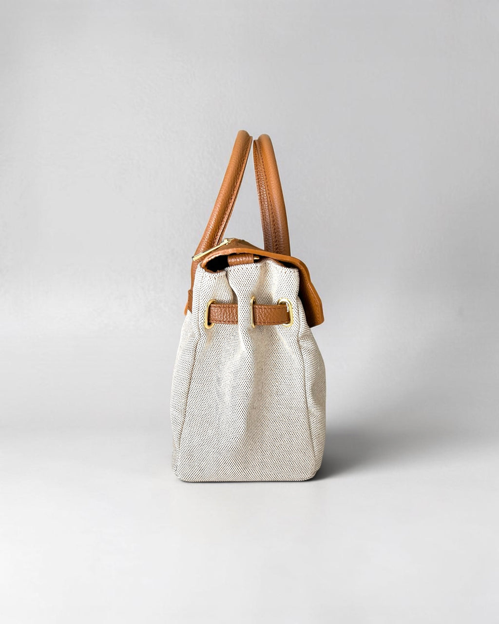 BORSA GABRIELLA MEDIUM IN PELLE E CANVAS
