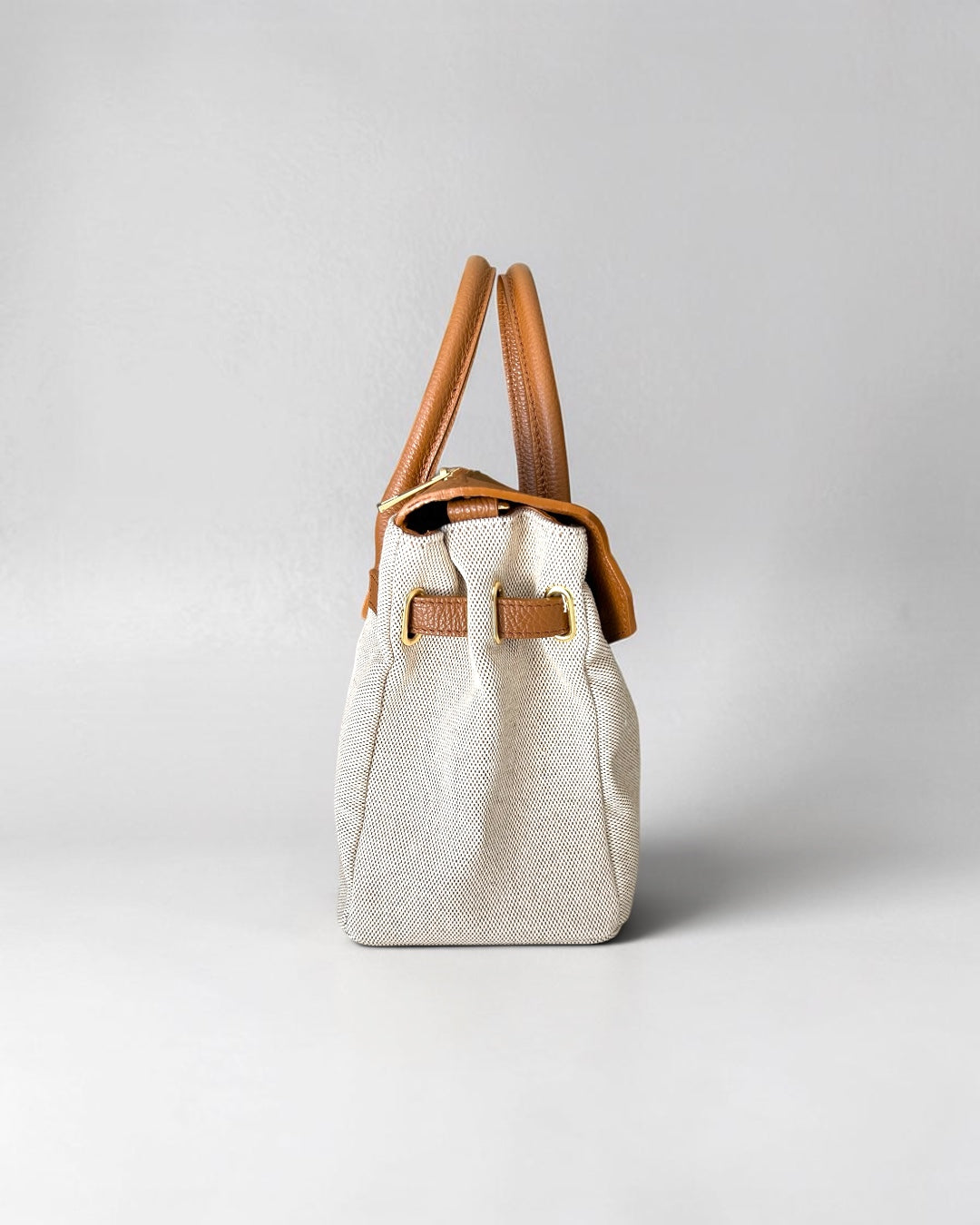 BORSA GABRIELLA MEDIUM IN PELLE E CANVAS