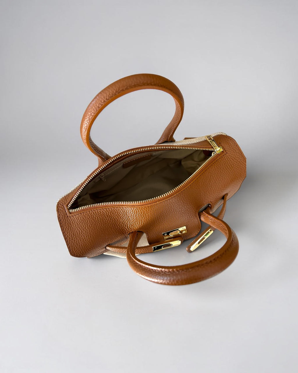 BORSA GABRIELLA MEDIUM IN PELLE E CANVAS