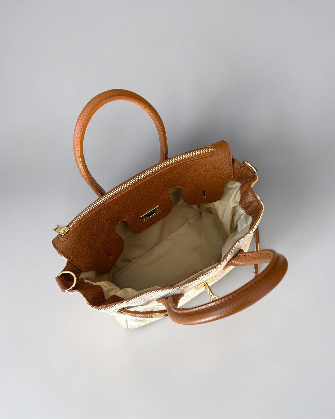 BORSA GABRIELLA MEDIUM IN PELLE E CANVAS
