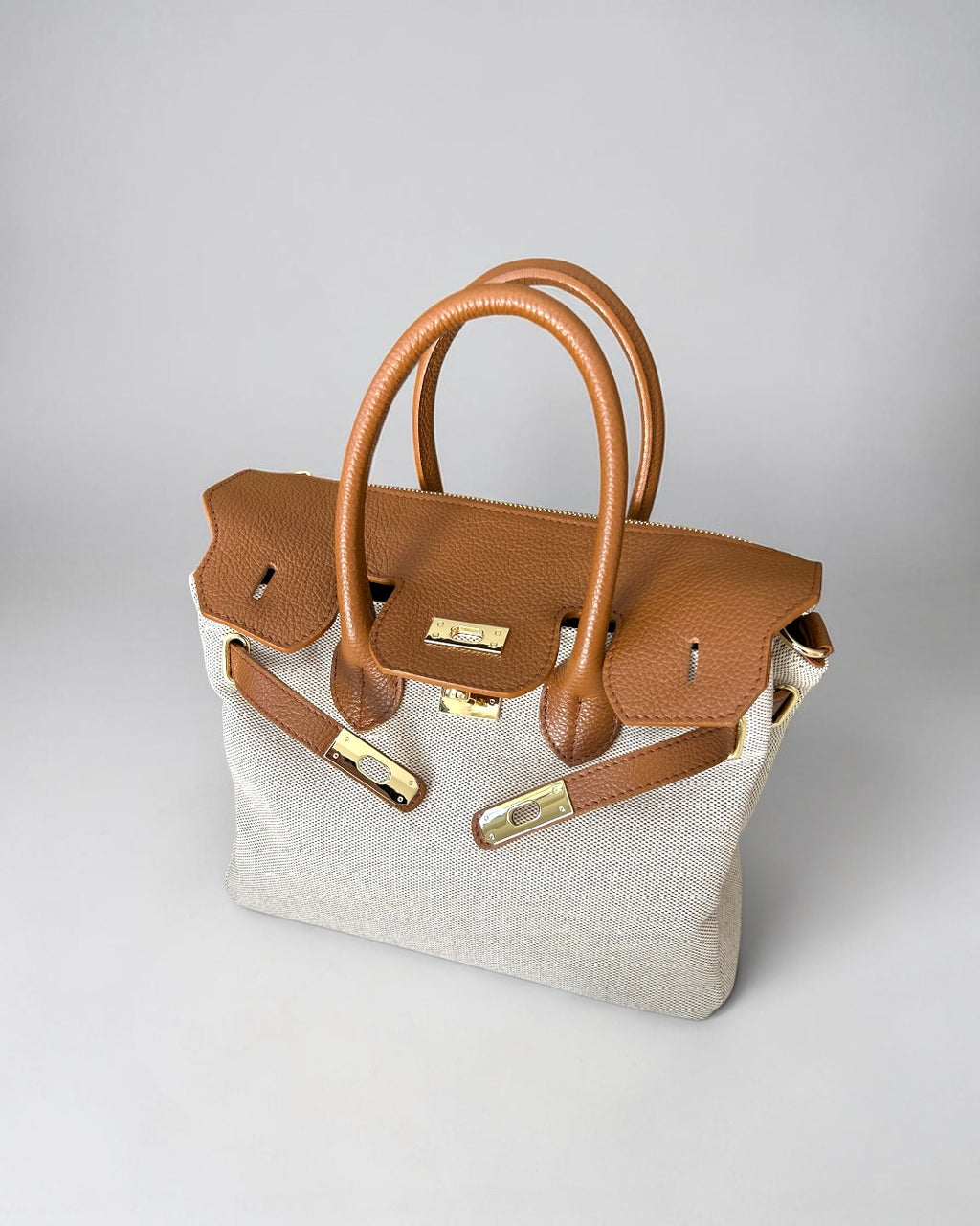 BORSA GABRIELLA MEDIUM IN PELLE E CANVAS