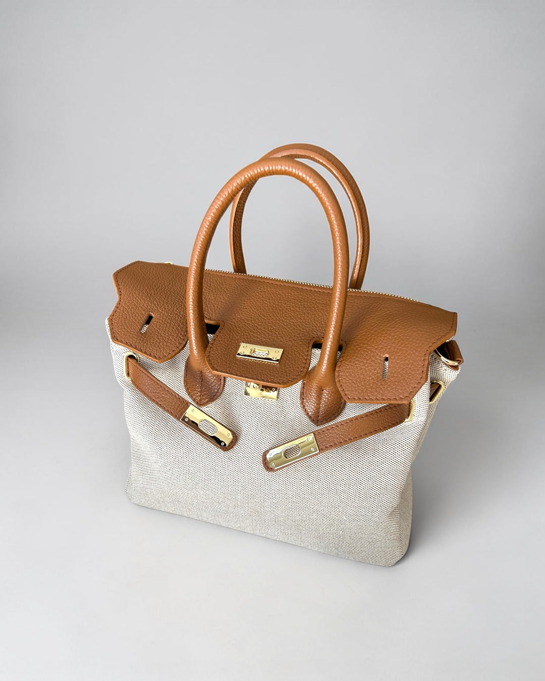 GABRIELLA MEDIUM LEATHER AND CANVAS BAG