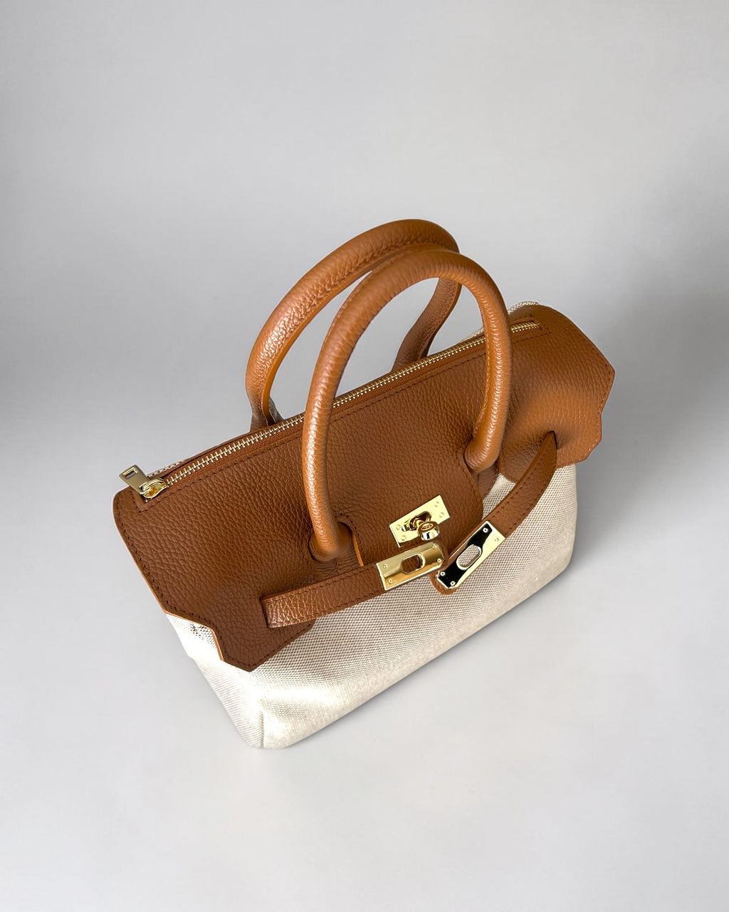 BORSA GABRIELLA MEDIUM IN PELLE E CANVAS