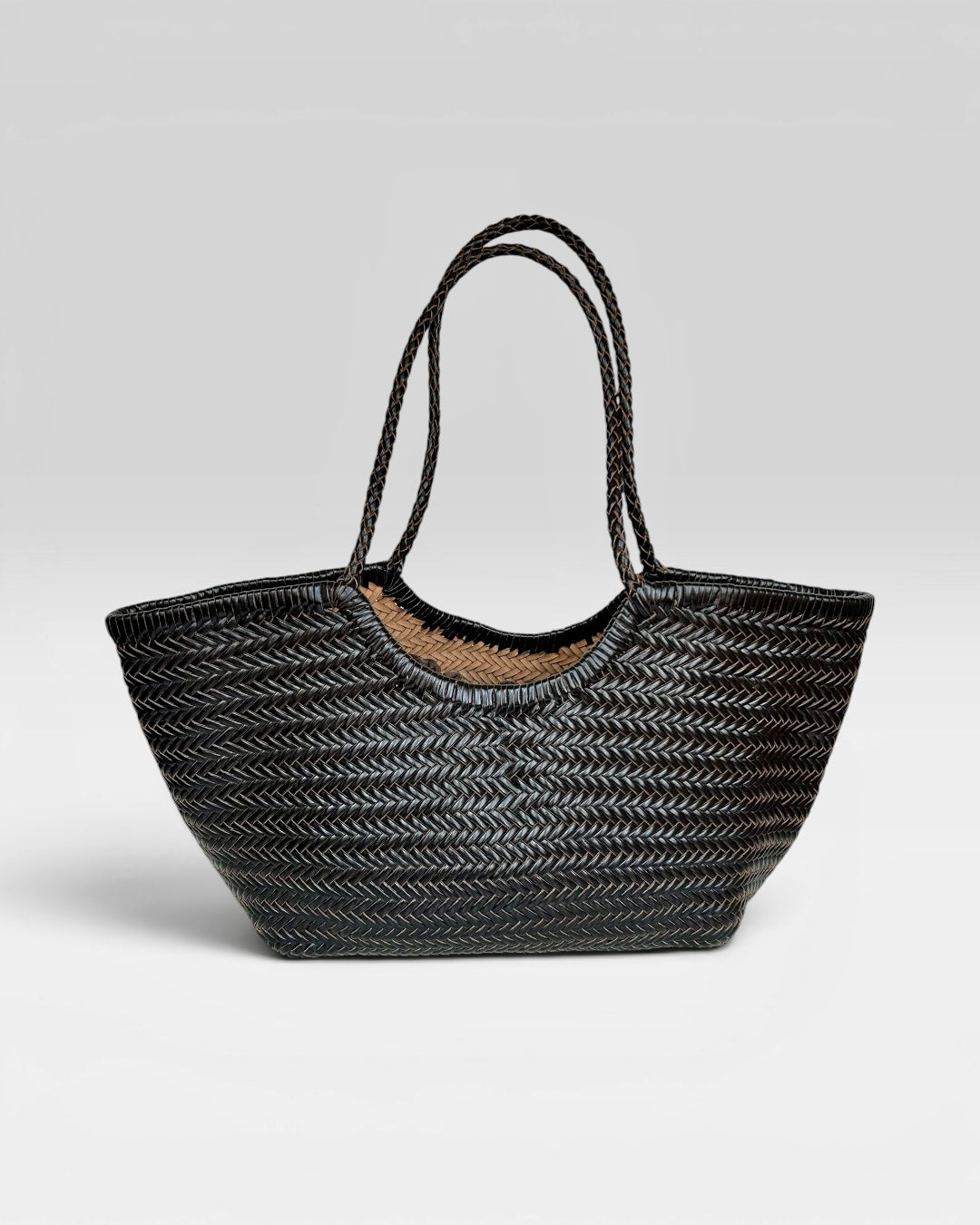 BORSA MARISOL LARGE  IN  PELLE TAMPONATO INTRECCIATO