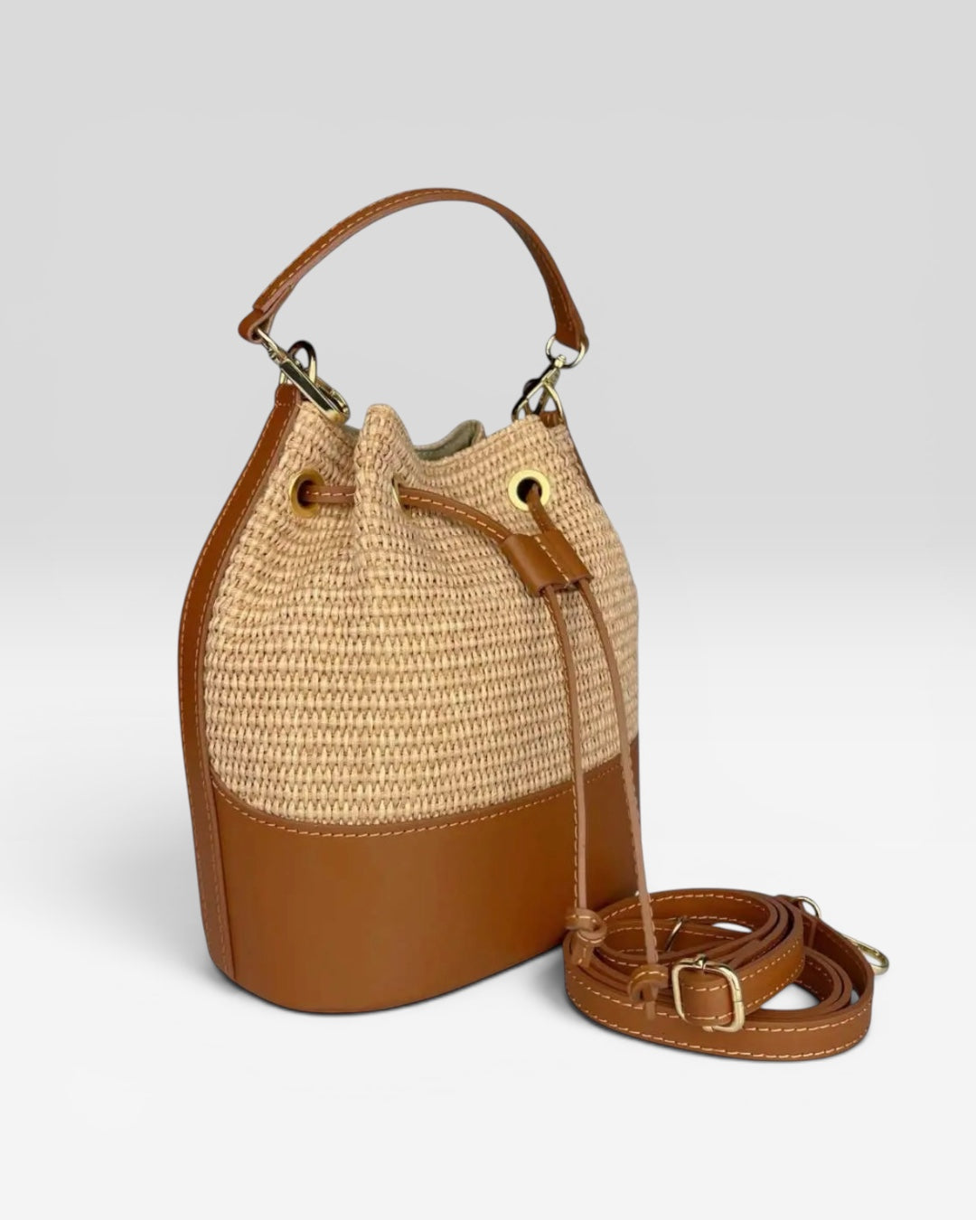 BORSA SUMMER IN PELLE E RAFIA