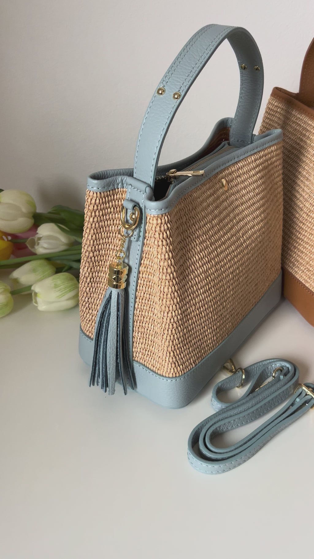 BOLSO HOPE DE PIEL Y RAFIA